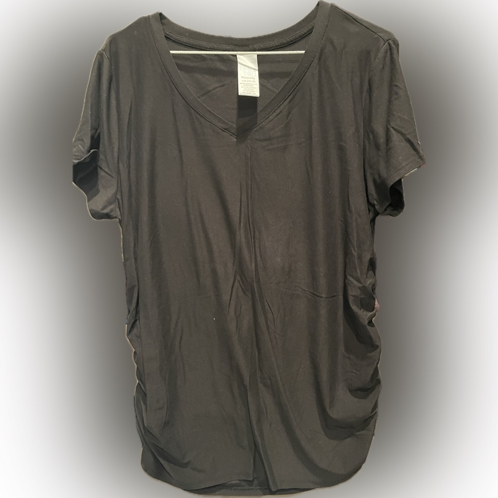 Fall Maternity Layers- Time and Tru Classic Black V-Neck Tee